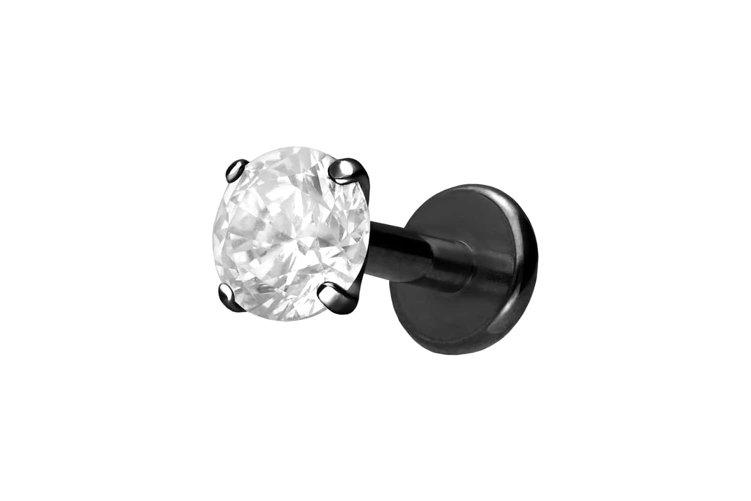 Titan Labret mit Innengewinde EINGEFASSTER KRISTALL